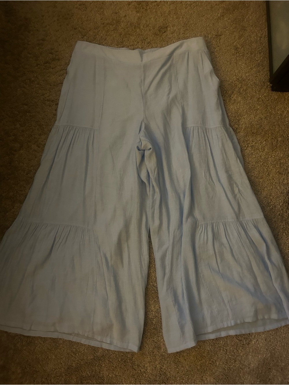 AB Studio Blue Tiered Wide Leg Pants